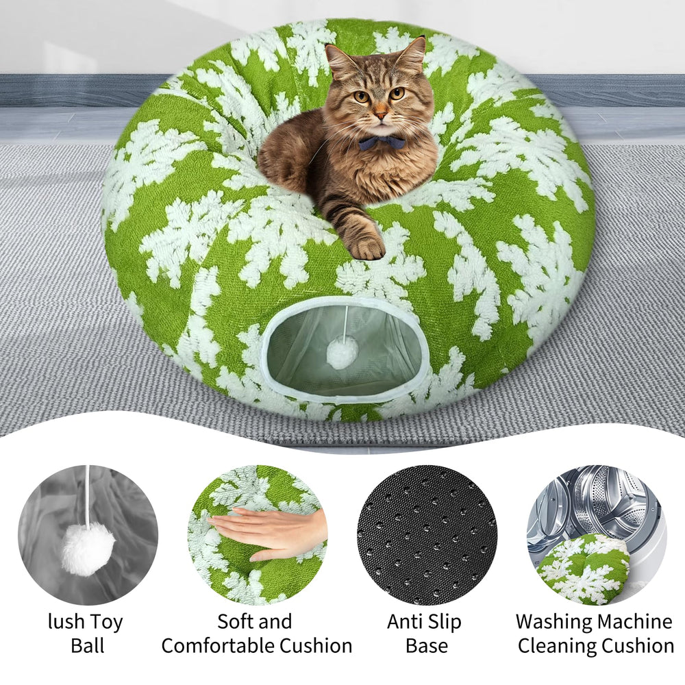 Anzfy tunnel chat forme-s-animaux vert, encourage exploration et détente sécurisée.