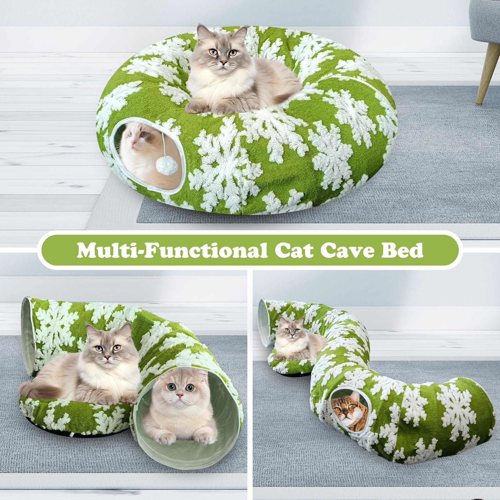 Anzfy tunnel chat formes-circulaires vert, encourage jeux interactifs et repos.