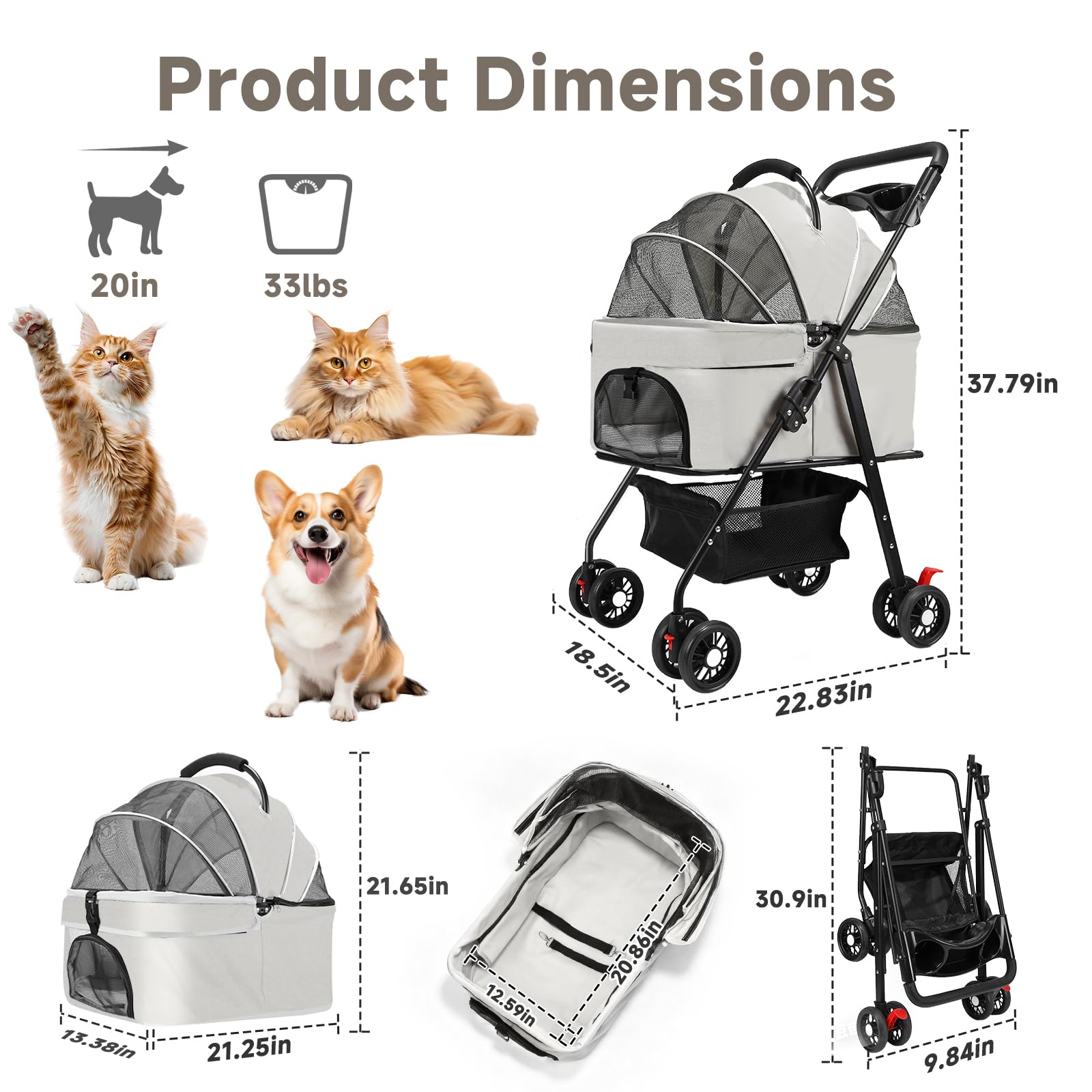 Transporteur détachable AODI pour animal, facile à retirer lors des trajets.