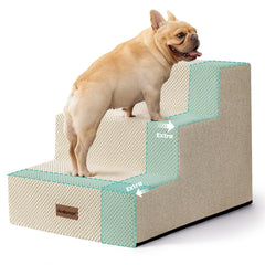 Escalier Aodisman pour chien 3 étapes beige, aide douce pour grimper sur le canapé.