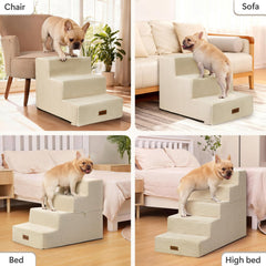 Escalier Aodisman pour chien 5 étapes beige, stable et sûr.
