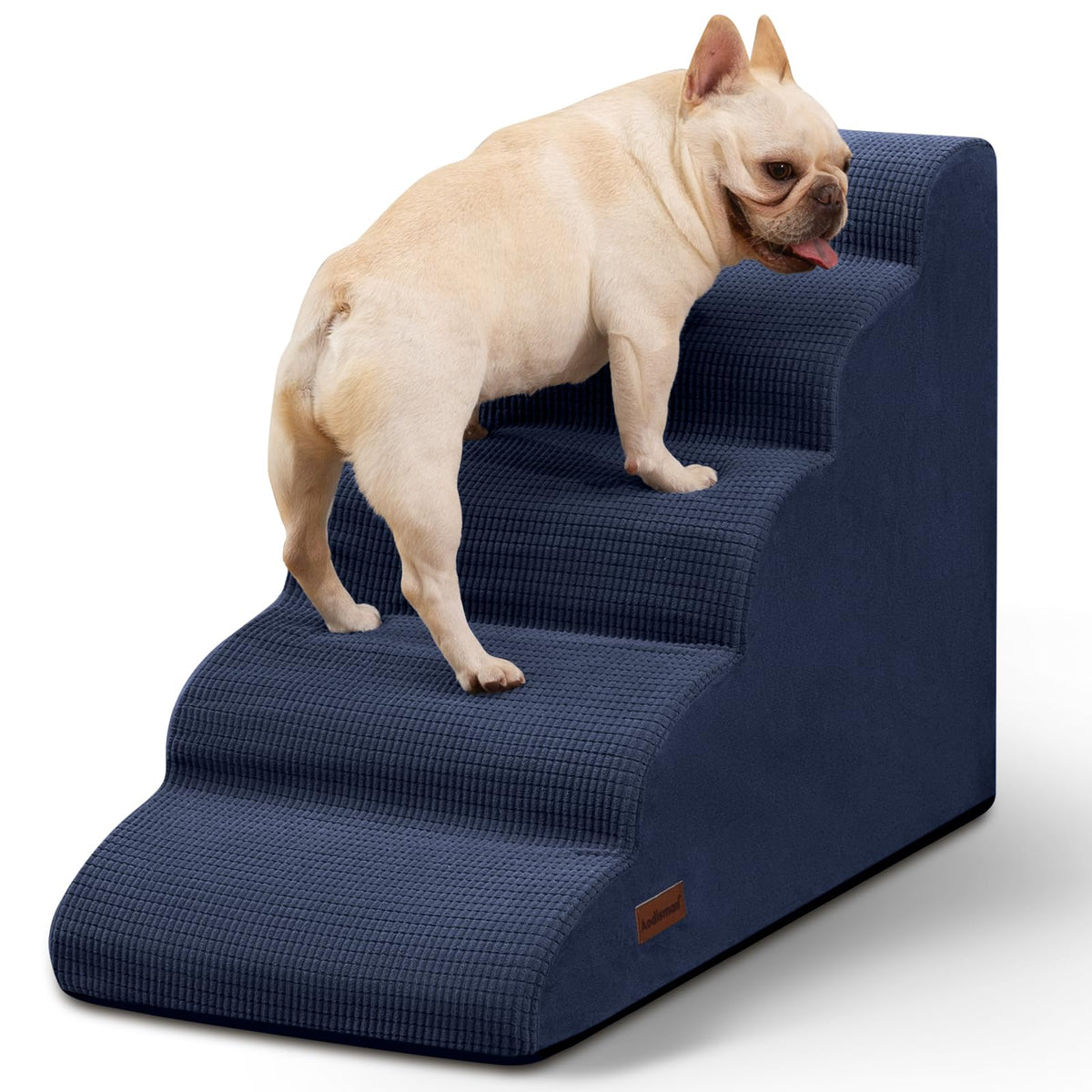Escalier Aodisman pour chien, 5 étapes bleu, accès facile au lit.