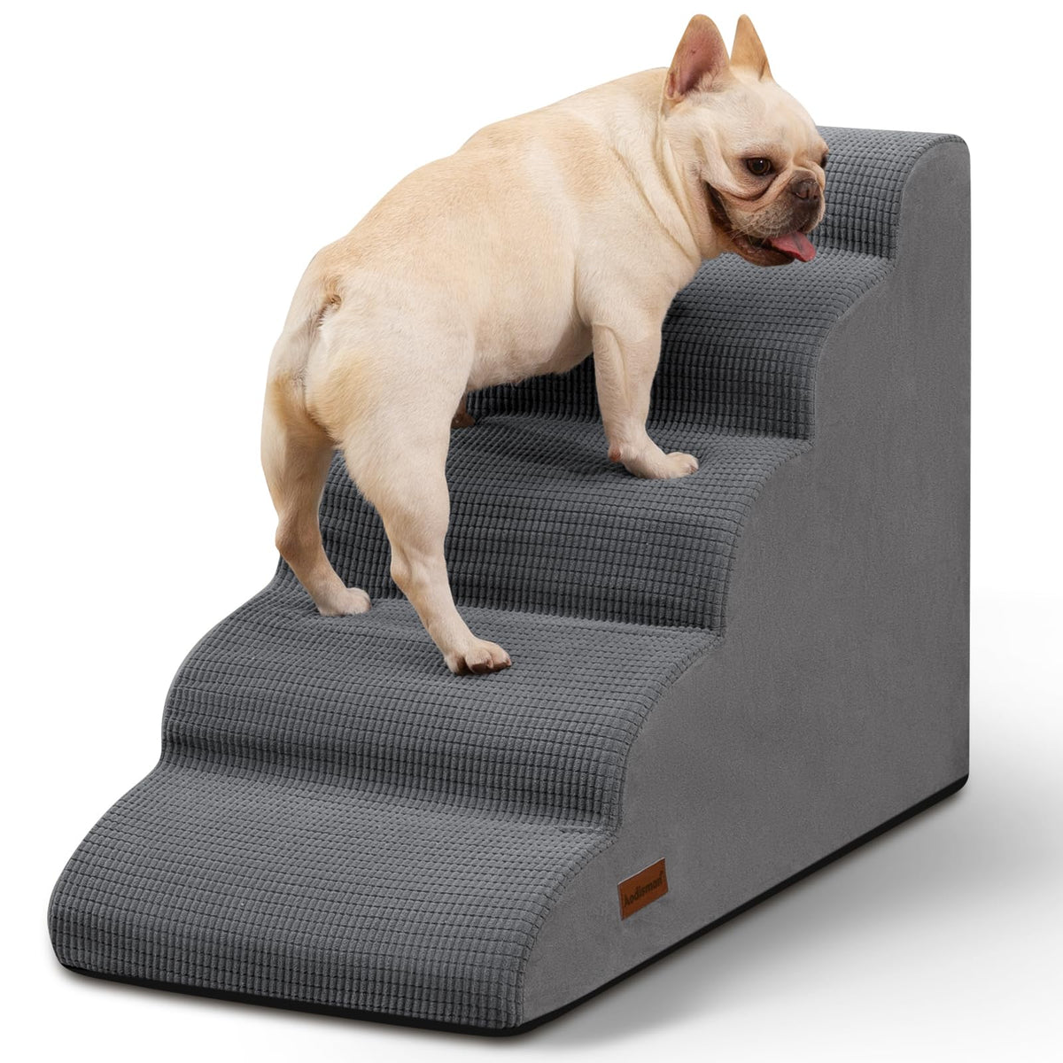 Aodisman escaliers 5 marches gris : accès facilité au lit pour chiens et chats.