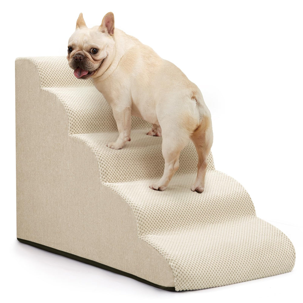 Aodisman marche-chien-lit beige facilitant l’accès au lit pour les petits chiens