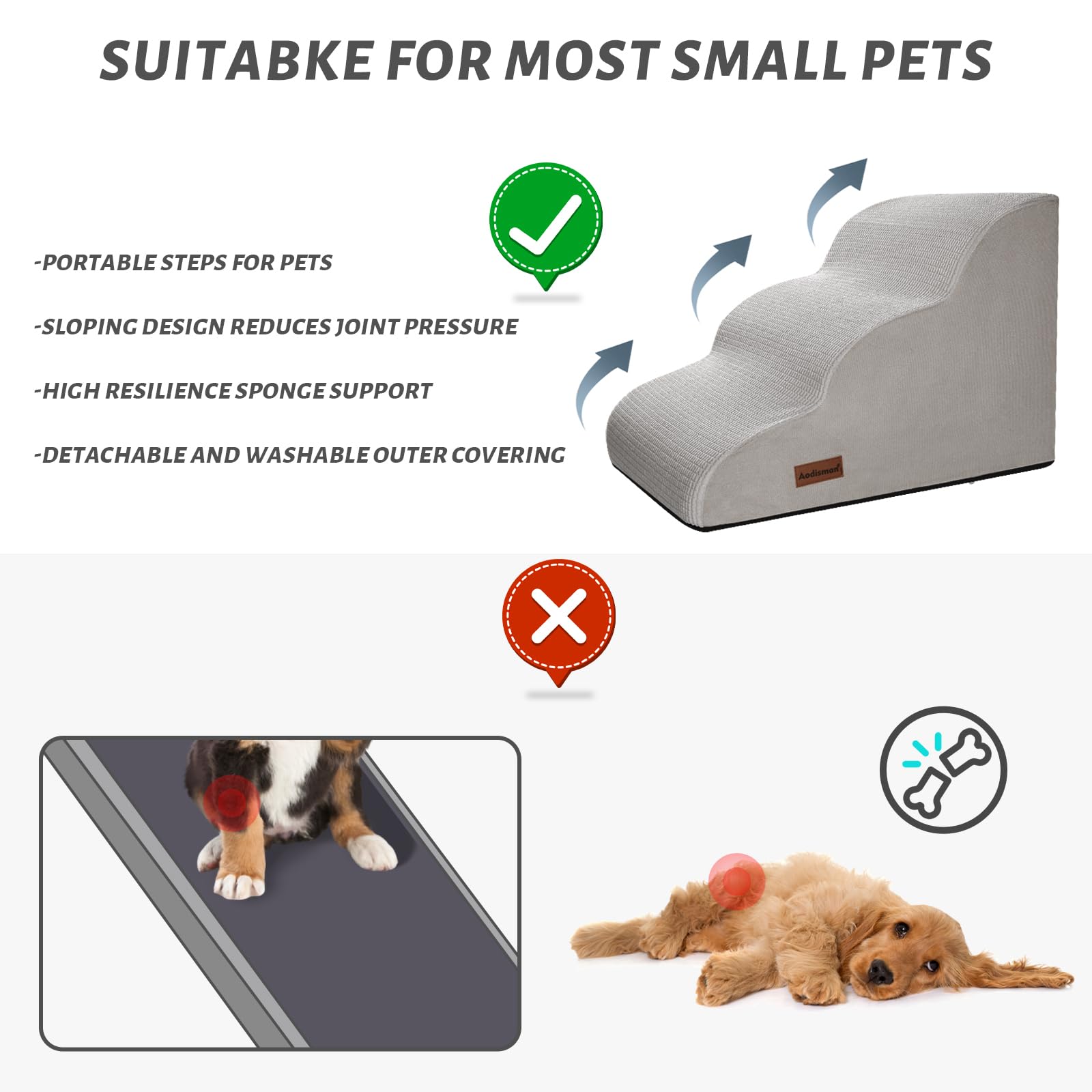 Aodisman surface anti-glisse tissu doux — surface sûre pour chiens et chats