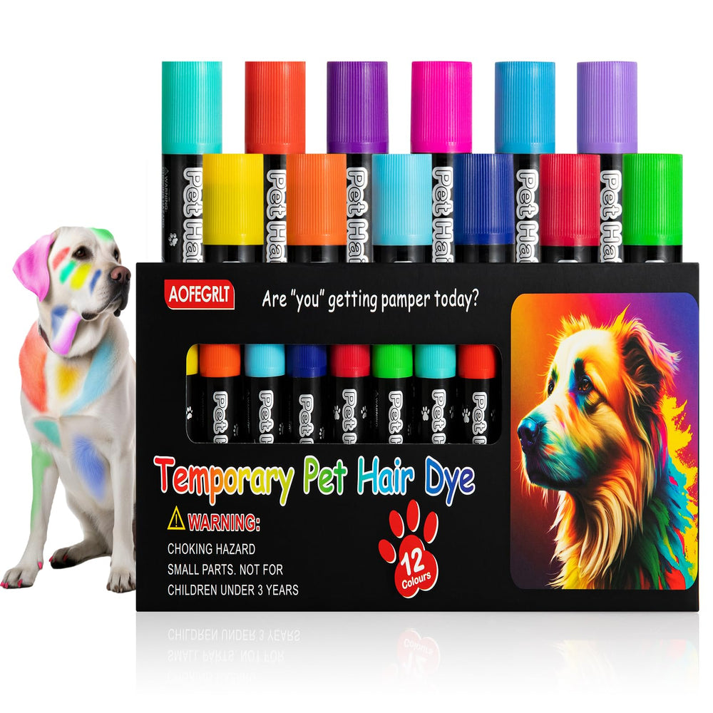 AOFEGRLT teinture poils chien 12-pack: couleurs vives et lavables.