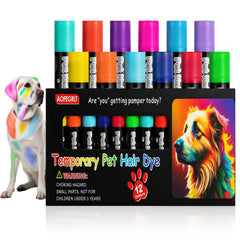 AOFEGRLT teinture poils chien 12-pack: couleurs vives et lavables.