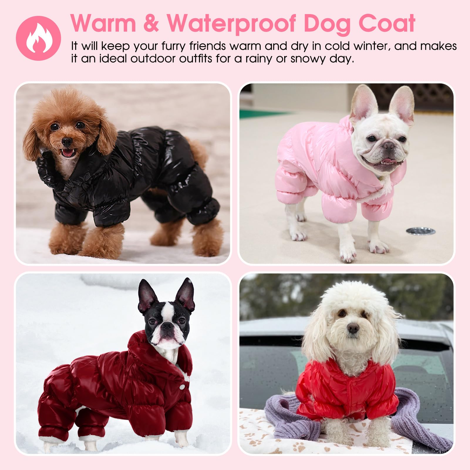 Combinaison d hiver AOFITEE pour chien rouge, couverture complète et chaleur légère.