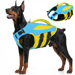 Gilet sauvetage AOFITEE bleu-jaune, maintien sûr en eau et en promenade.