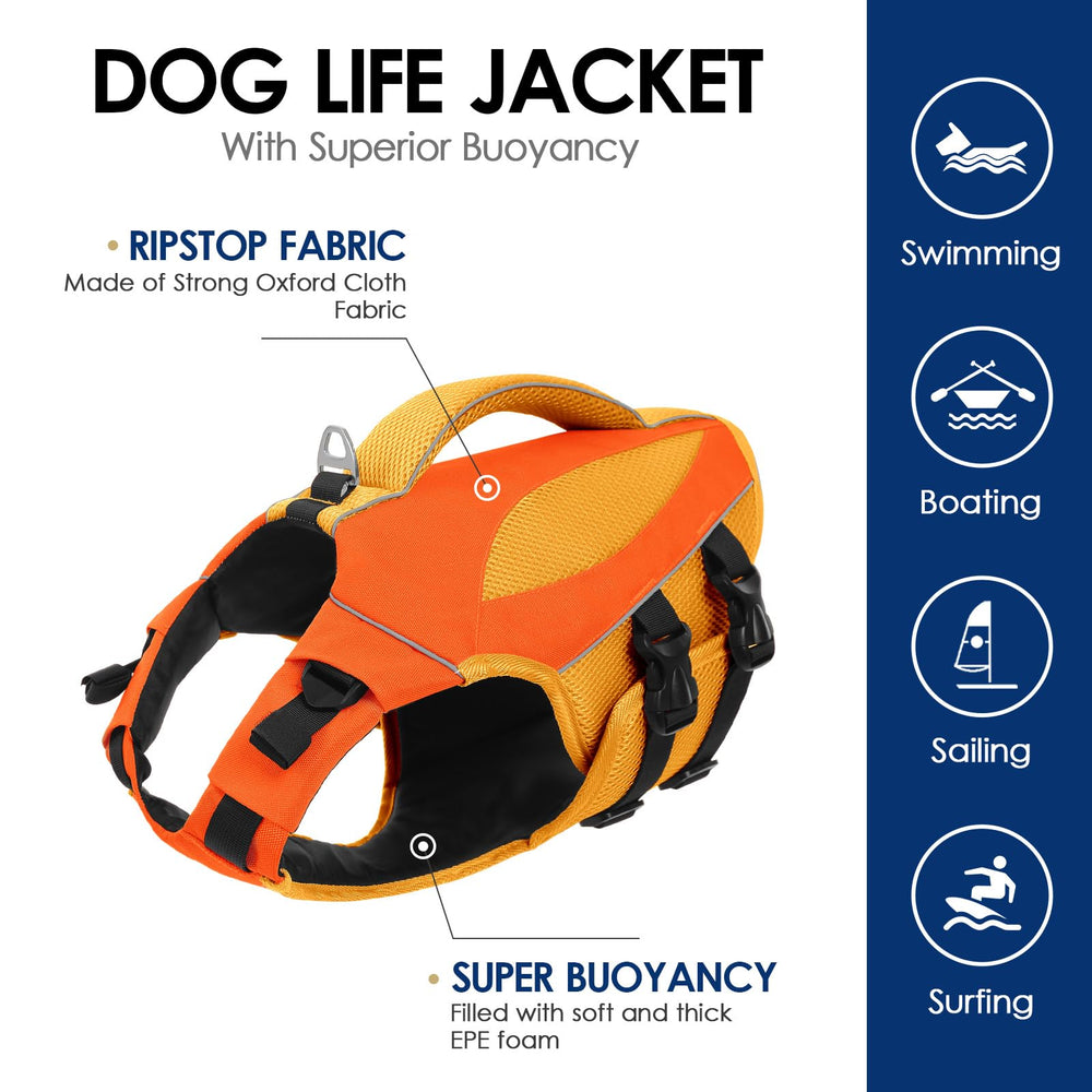 Gilet AOFITEE chien, poignée de sauvetage visible, aide au sauvetage et apprentissage.