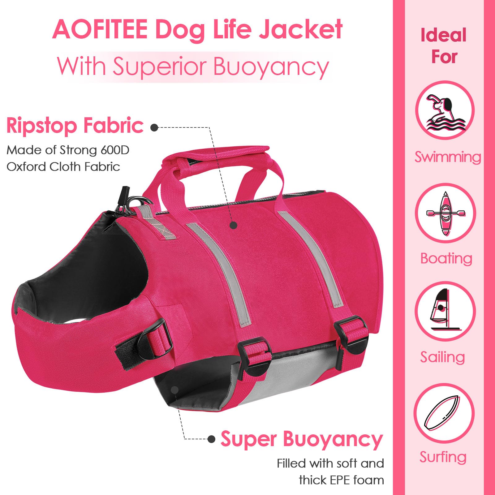 Gilet AOFITEE avec prise de sauvetage pour aide en natation