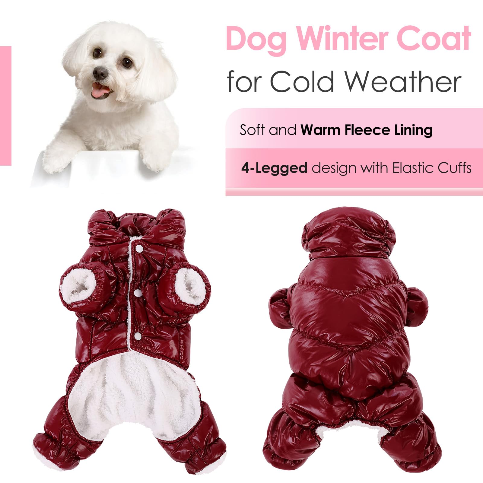Manteau AOFITEE pour chien avec pattes rouge, confort et mobilité lors des balades.