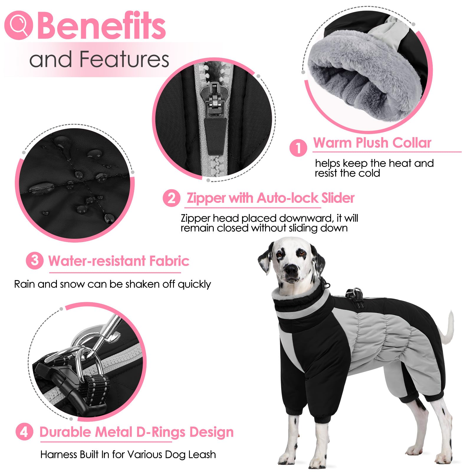 AOFITEE manteau chien harnais intégré et anneaux D faciles.
