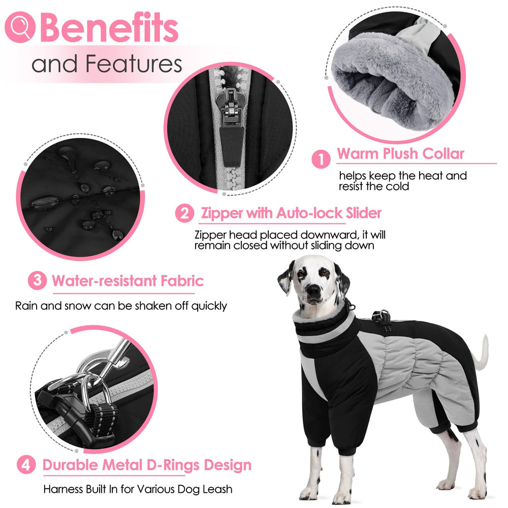 AOFITEE manteau chien harnais intégré et anneaux D faciles.
