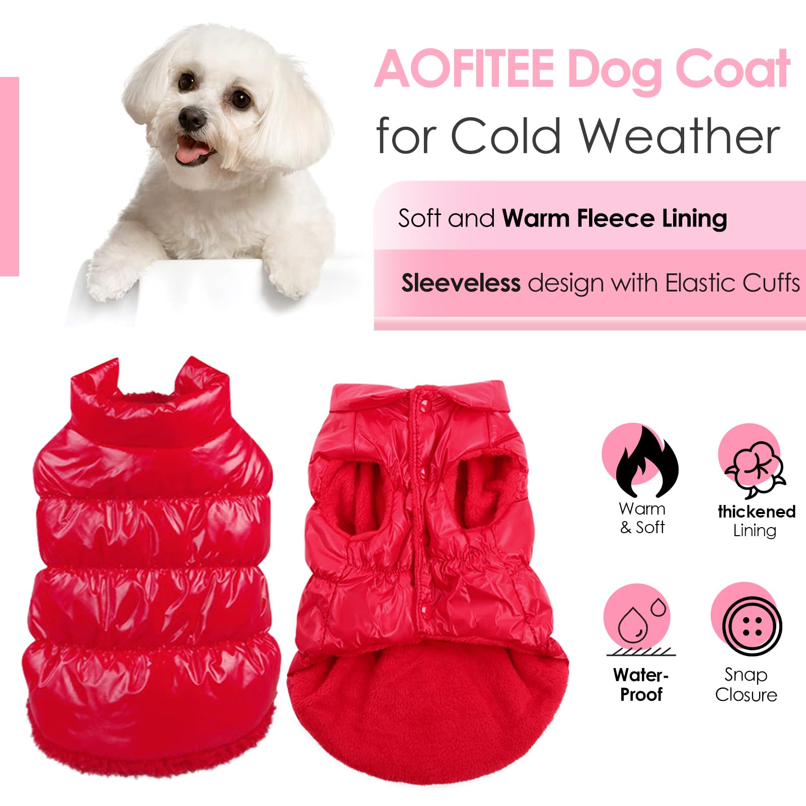 Manteau AOFITEE pour chien hiver col roulé, confort et chaleur