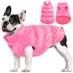 Manteau AOFITEE rose pour chien, vue avant, idéal pour petites races et sorties hivernales.