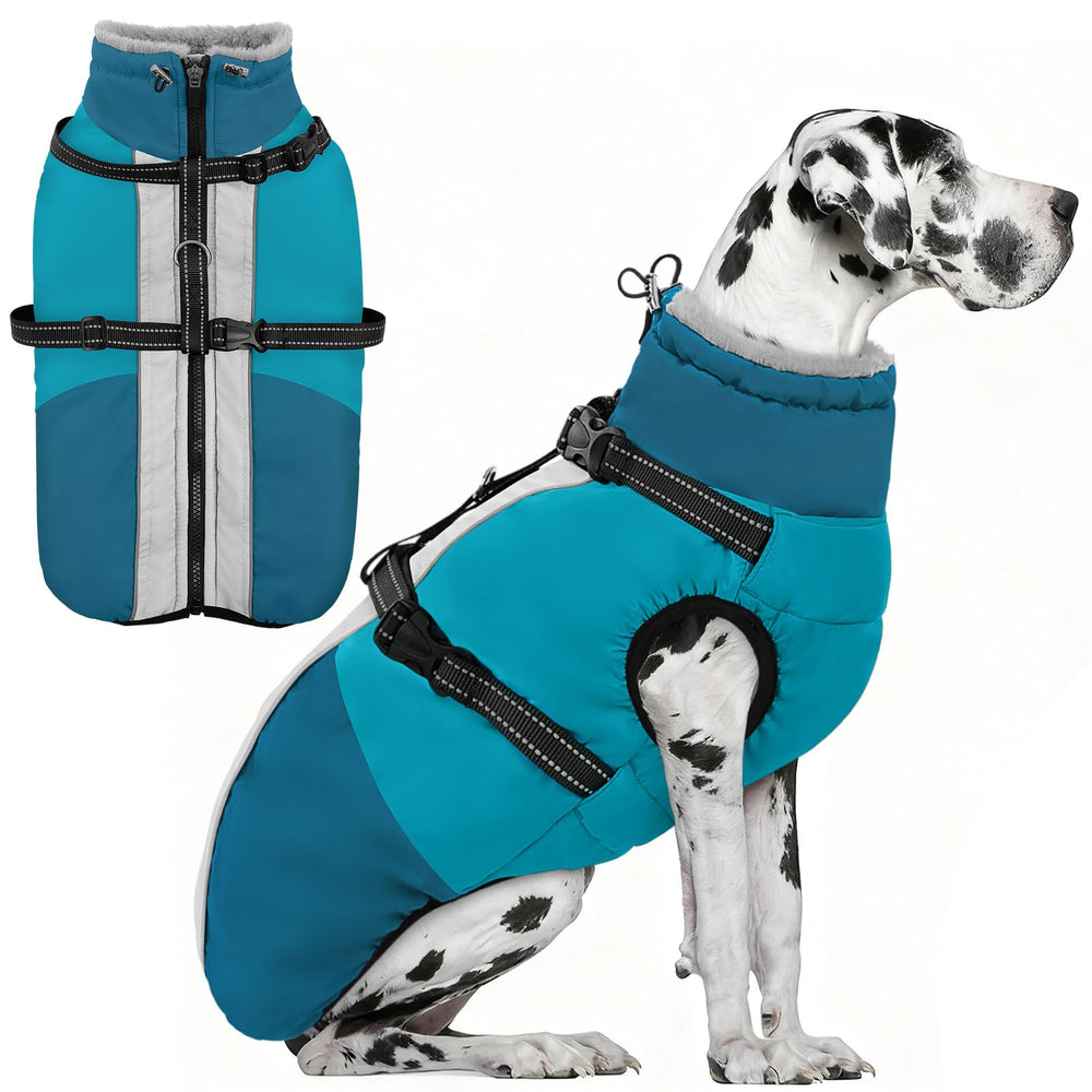 Manteau AOFITEE pour chien lourd avec harnais intégré, imperméable et pratique pour les promenades.