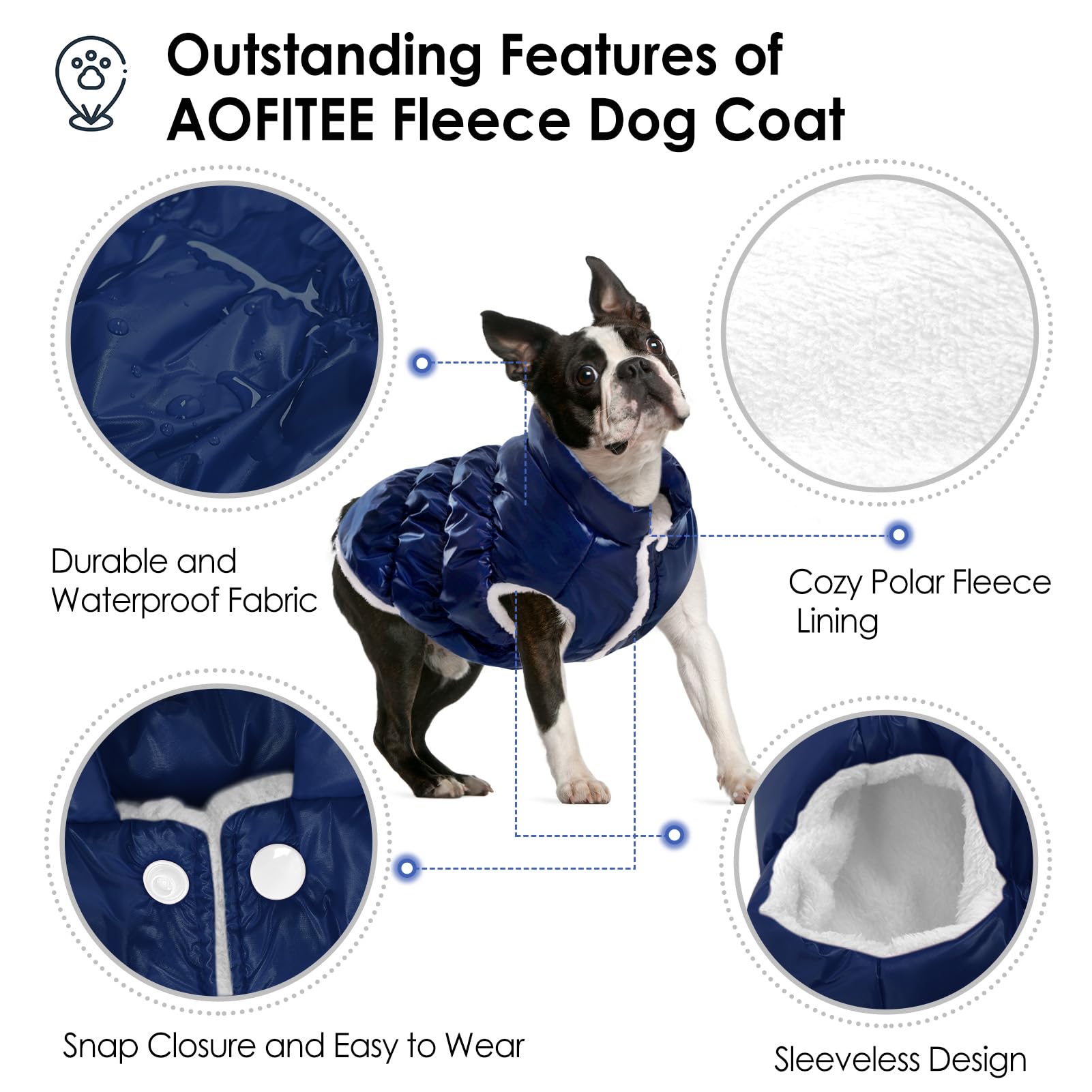 Manteau AOFITEE col roulé, protection contre le vent froid lors des promenades