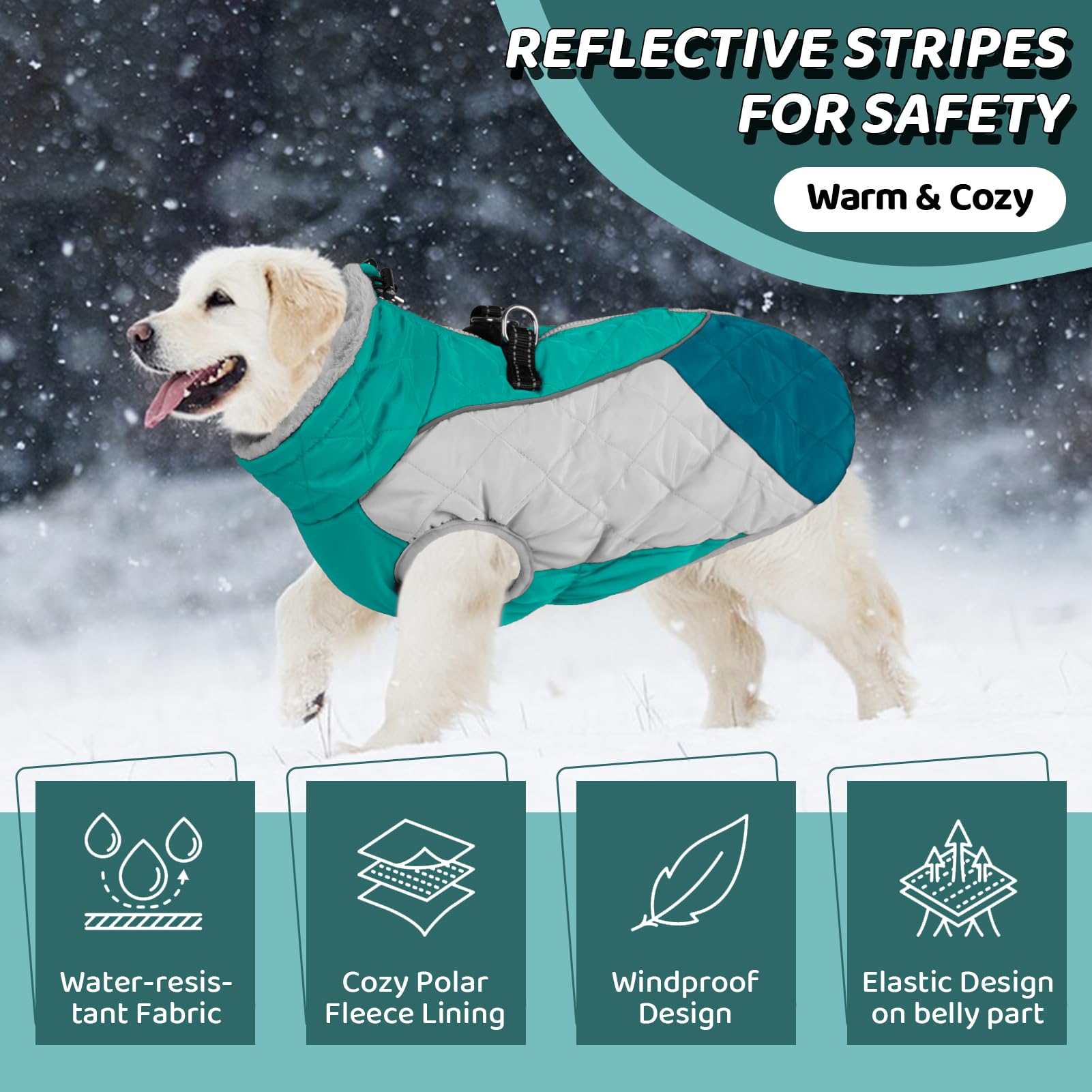 Disponible en tailles S-XXL pour la plupart des chiens.