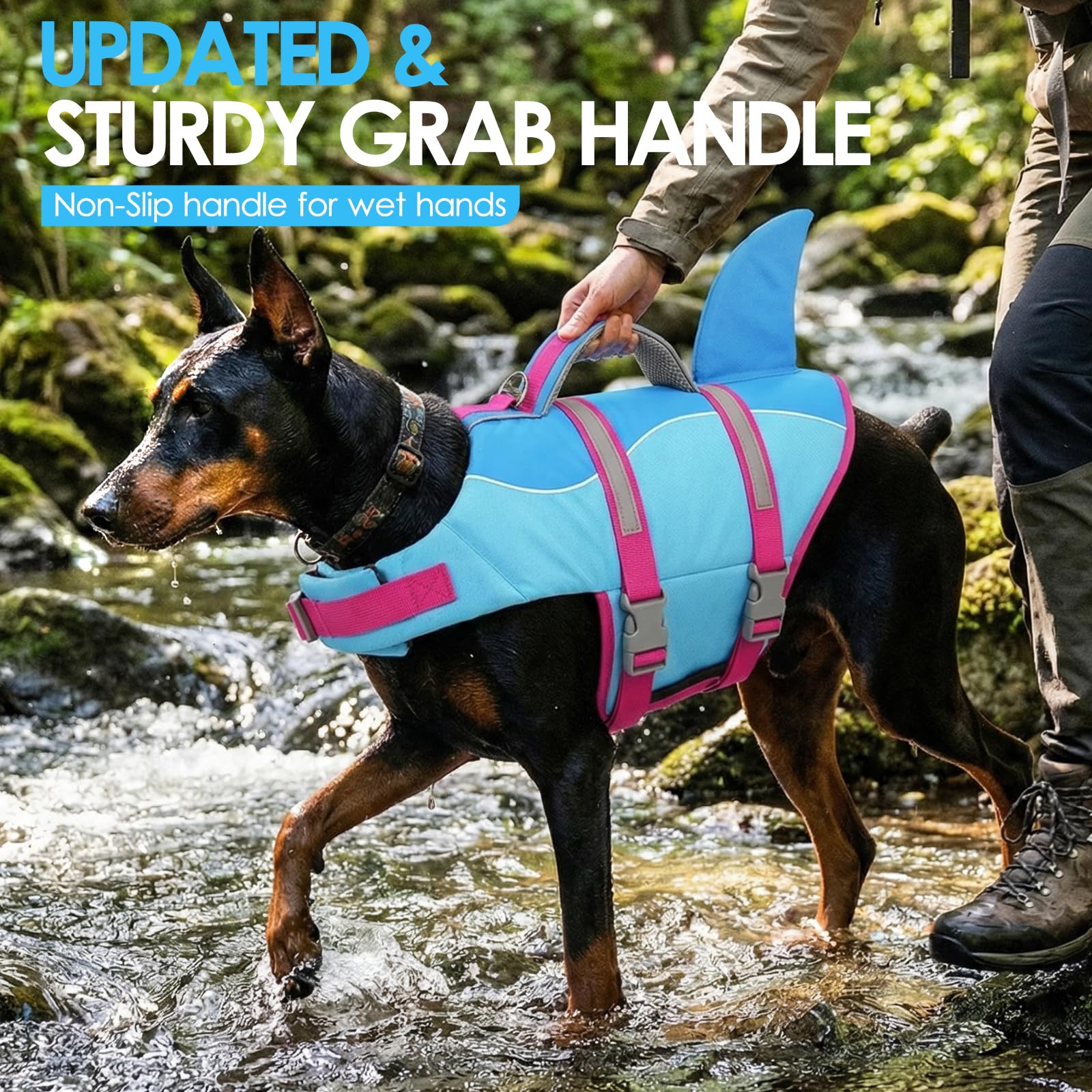 Poignée de sauvetage sur le dessus pour sortir le chien de l’eau