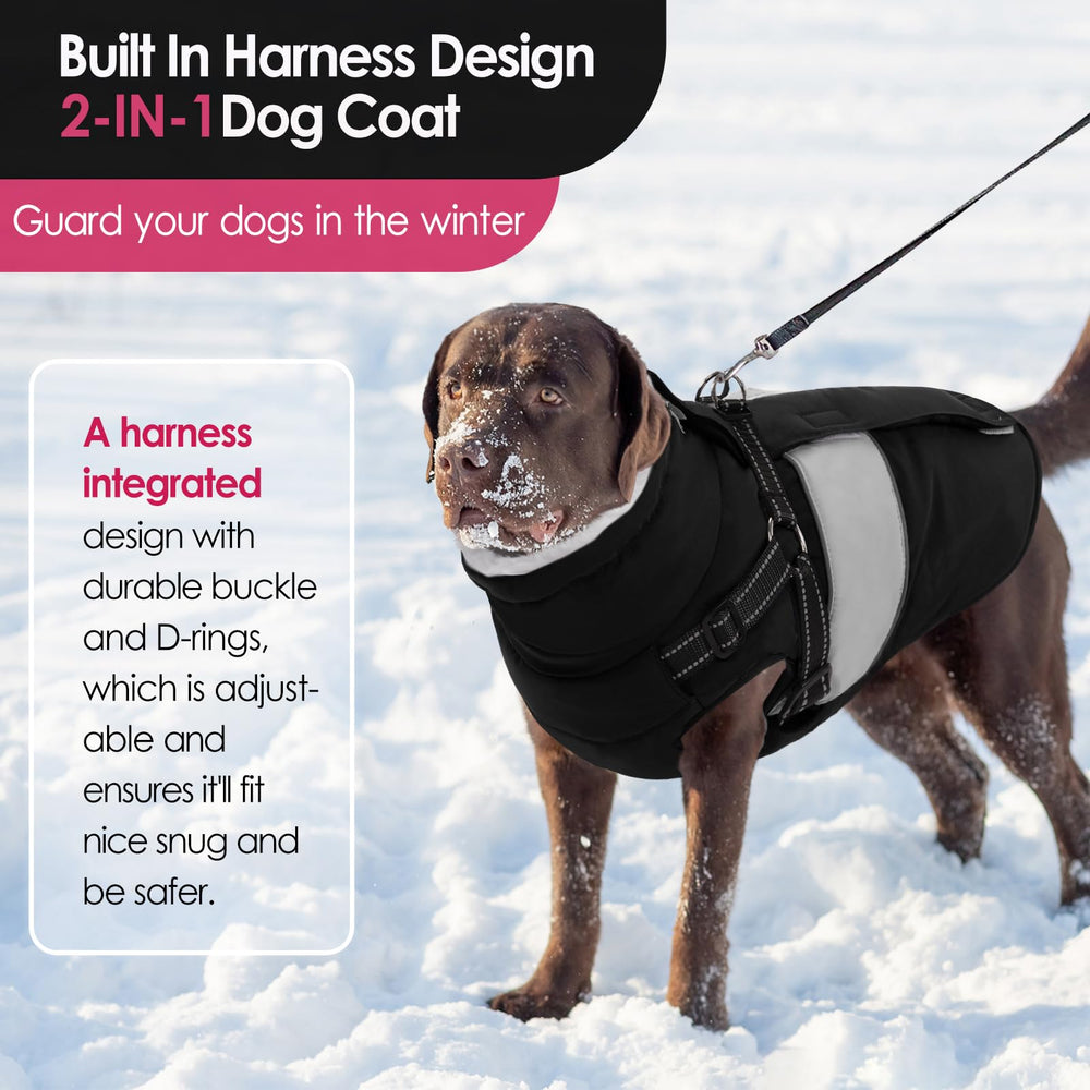 Veste AOFITEE pour chien imperméable avec col en fourrure, protection contre intempéries.