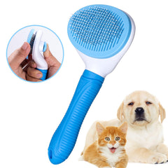 Brosse slicker Aogeili autonettoyante avec poignée ergonomique pour un brossage facile.