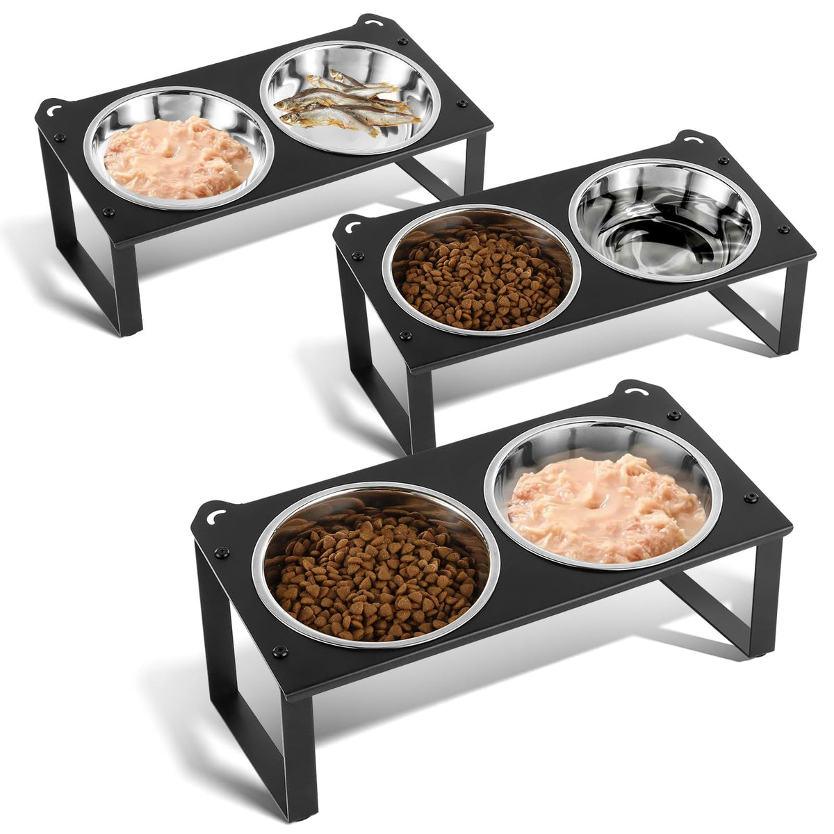 Aomafamzoy ensemble-bols-chat-eleves-10deg: repas ergonomique pour chat sur support robuste.