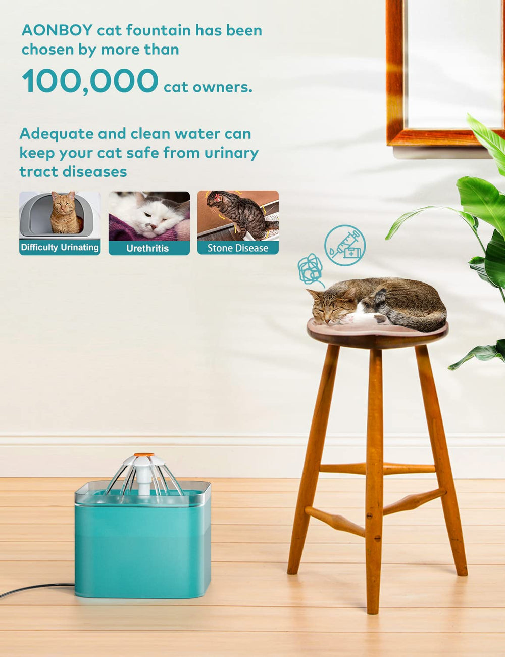 Capacité 2L adaptée pour chats et petits chiens.