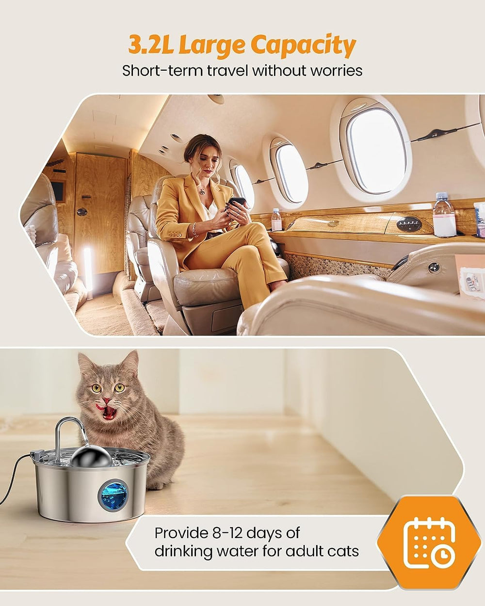 Capacité 3,2 L de la fontaine AONBOY pour chats