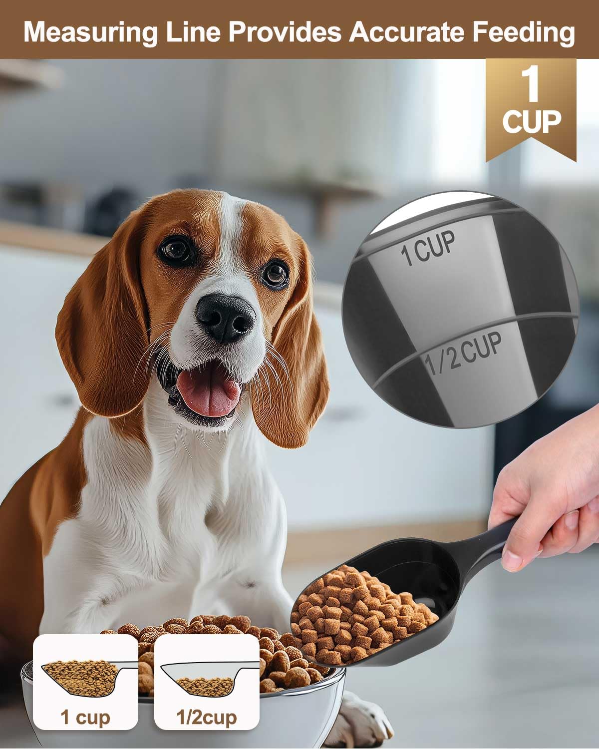 Pelle doseuse Aosnare pour chien avec trou d'accroche pour rangement.