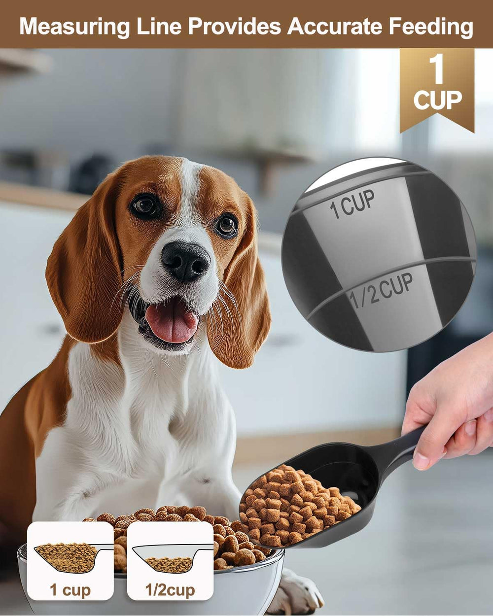 Pelle doseuse Aosnare pour chien avec trou d'accroche pour rangement.