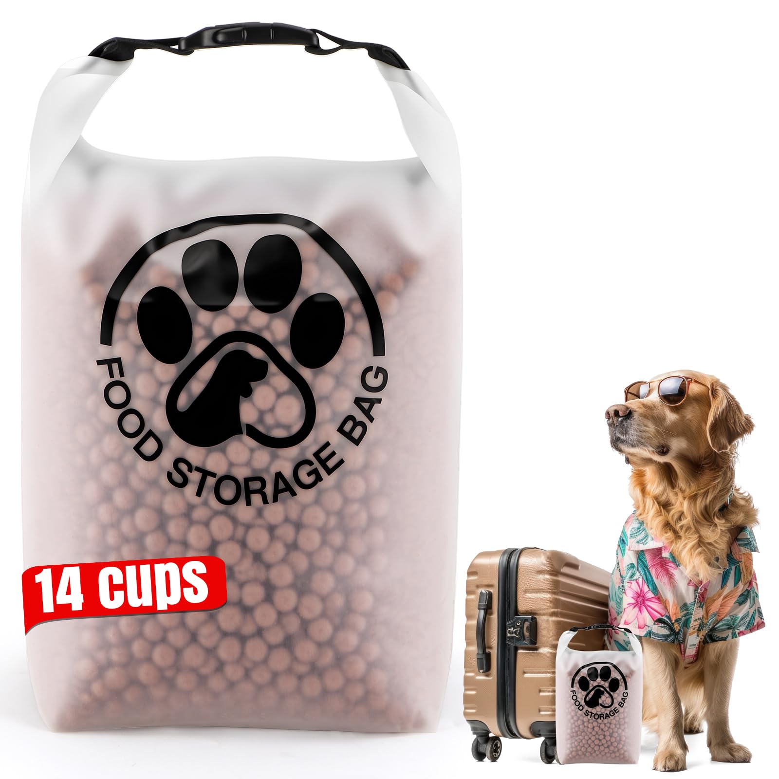 Aosnare sac nourriture chien voyage – fermeture roulante pour étanchéité en déplacement.