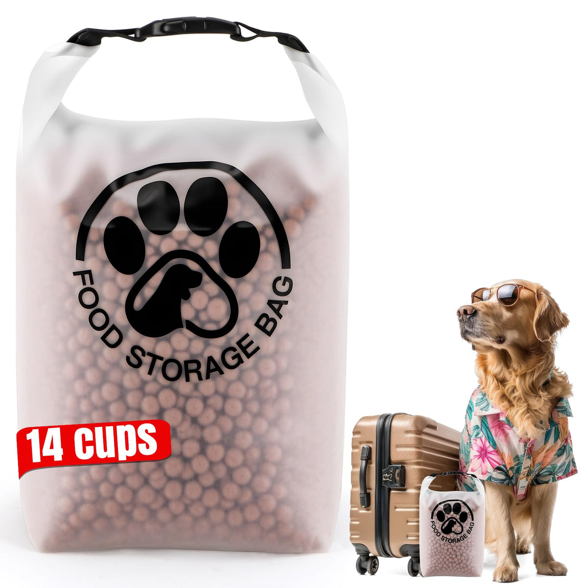 Aosnare sac nourriture chien voyage – fermeture roulante pour étanchéité en déplacement.