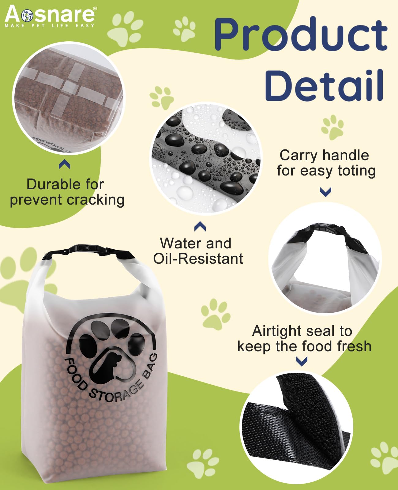 Aosnare sac nourriture chien voyage outdoor – parfait pour camping et week-ends.