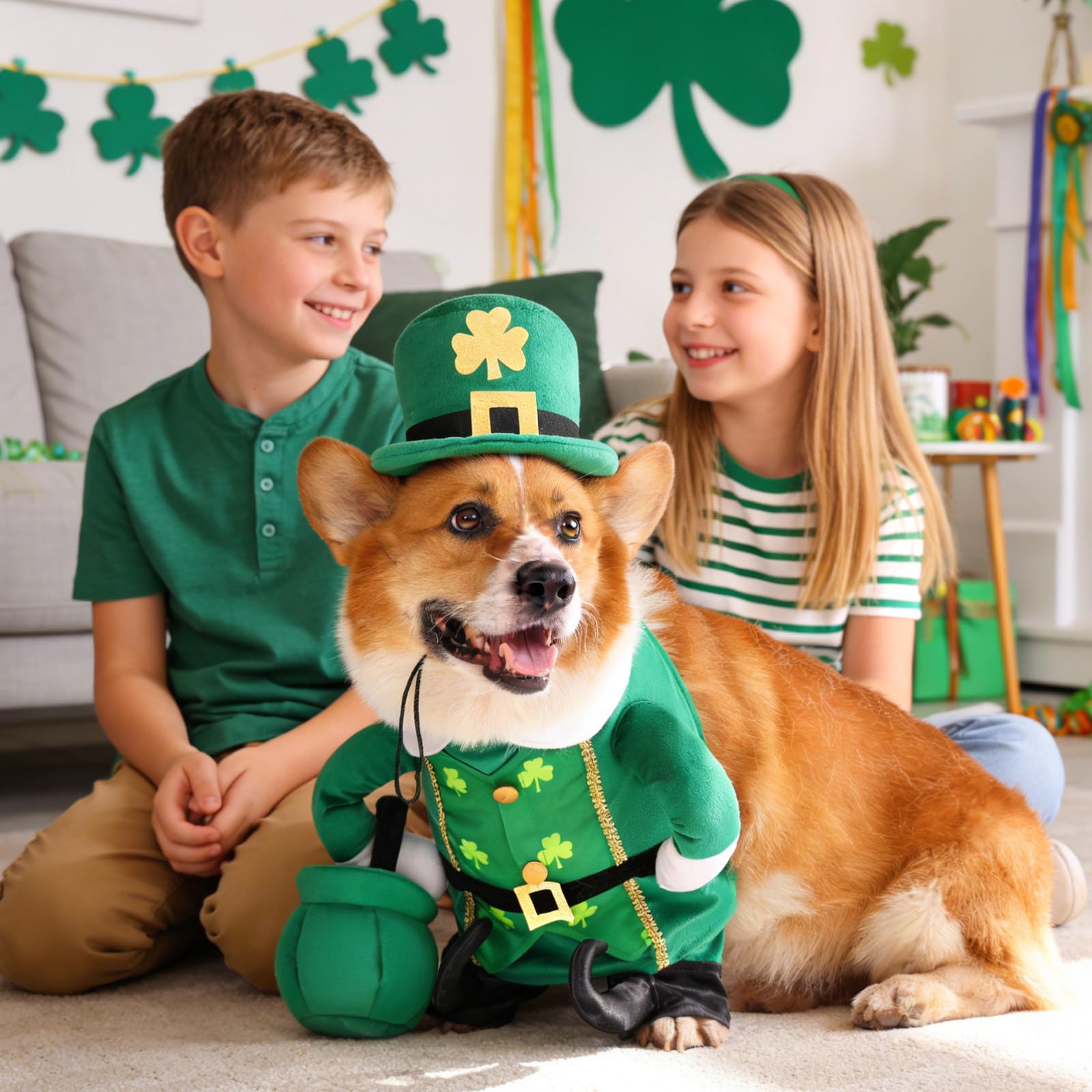 Aotiooy costume lutin chien pot d'or pour photos festives et amusantes.