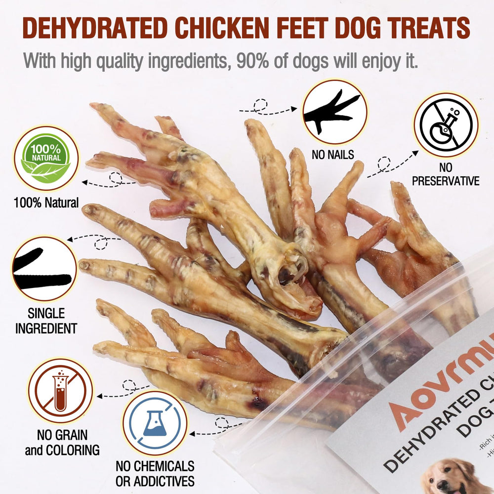 Gros plan sur Aovrmuz pattes de poulet sèches, texture croquante et attrayante
