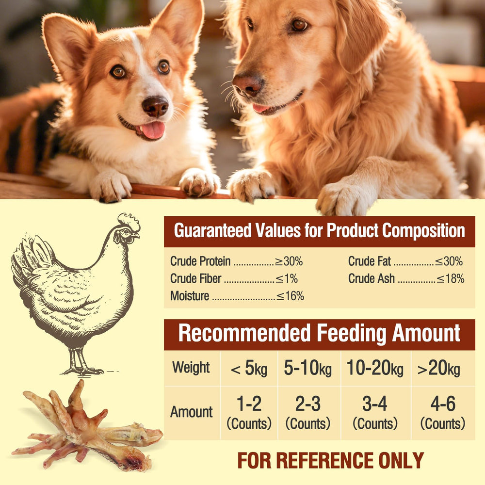 Aovrmuz pattes de poulet sèches sans additifs, option saine pour chien