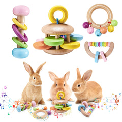 AOWPFVV jouets en bois pour lapin – ensemble de 4 pièces pour l’enrichissement.