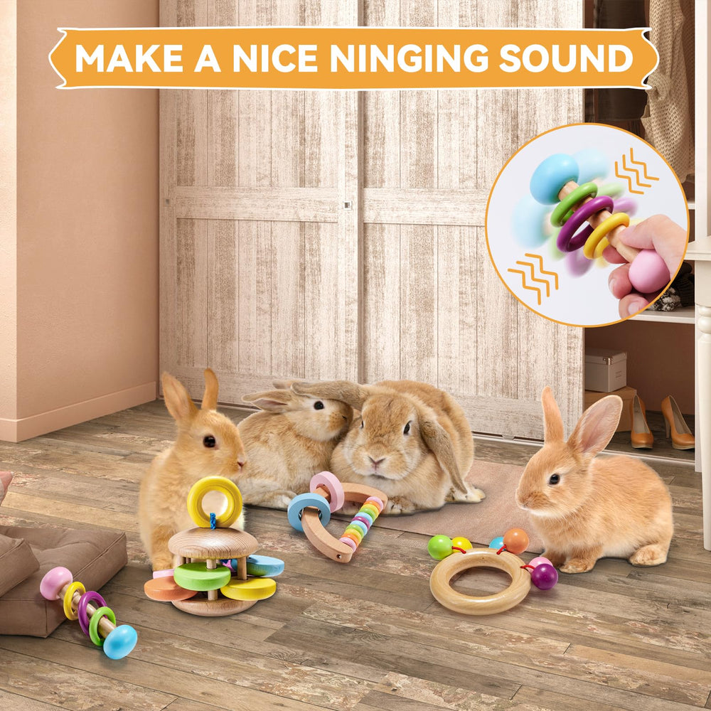 AOWPFVV jouets en bois pour lapin – couleurs vives stimulantes.