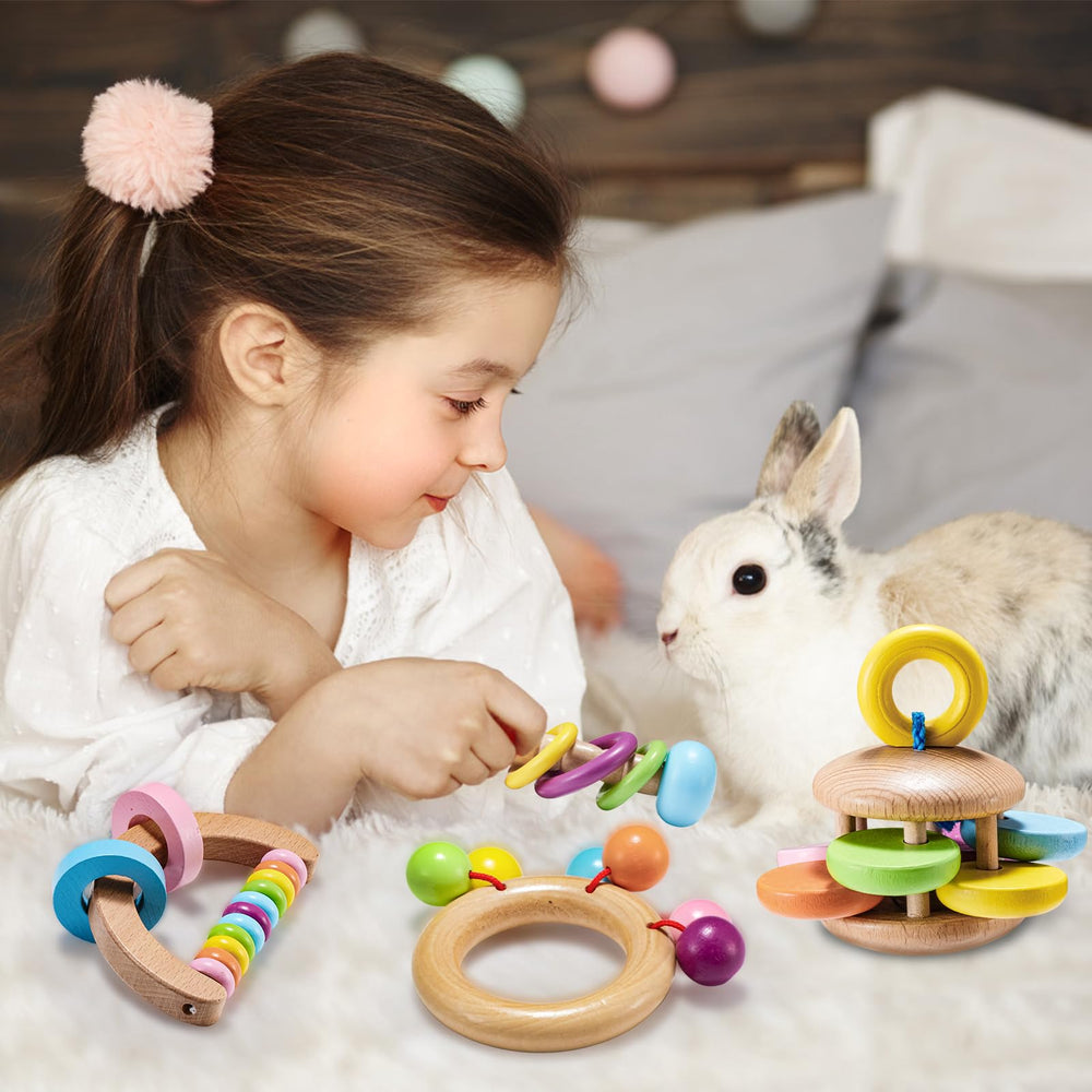 AOWPFVV jouets en bois pour lapin – ensemble polyvalent pour petits animaux.