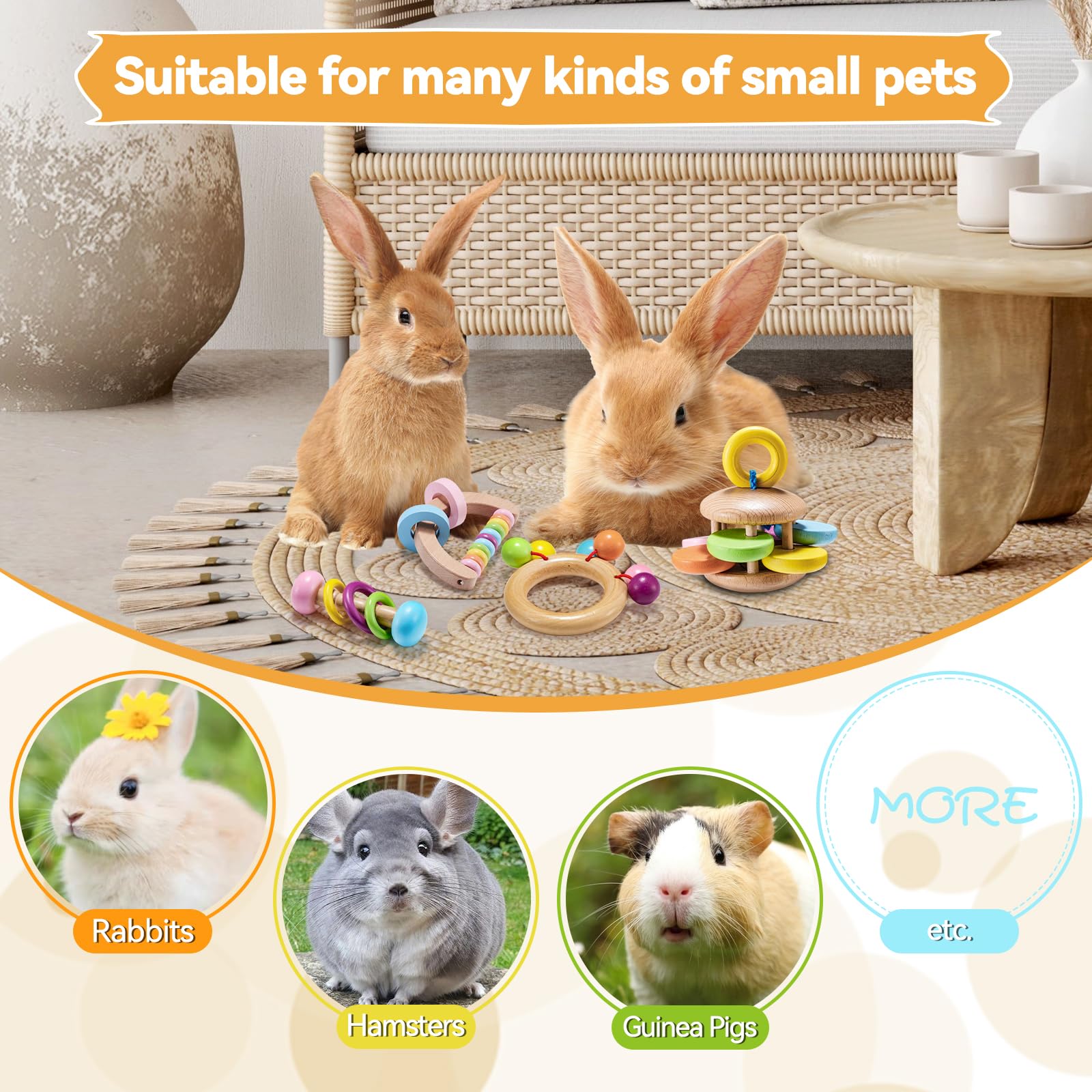 AOWPFVV jouets en bois pour lapin – utilisable intérieur et extérieur.