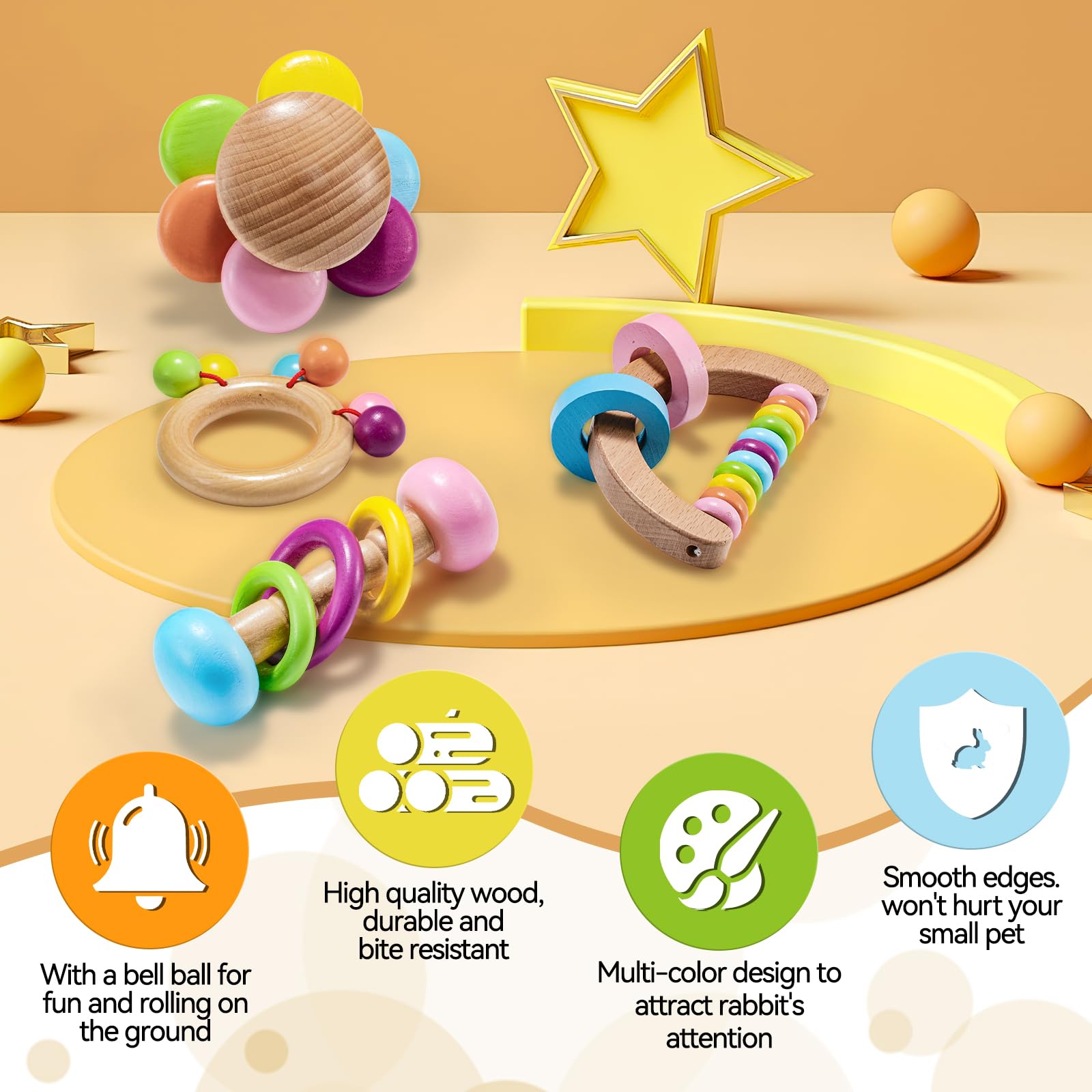 AOWPFVV jouets en bois pour lapin – surface polie et sûre.