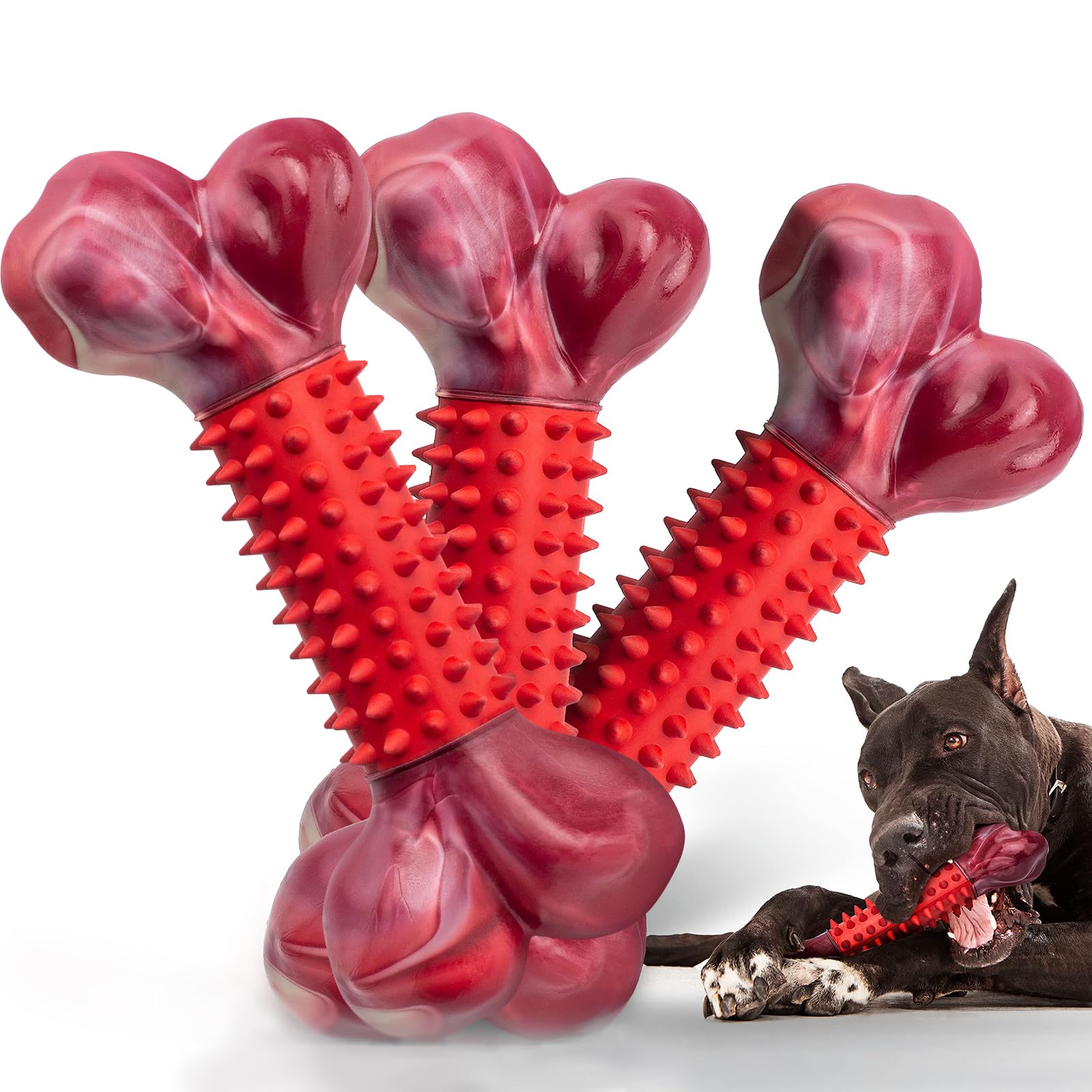 Apasiri 3-pack: os au boeuf rouge, durable pour grands chiens.