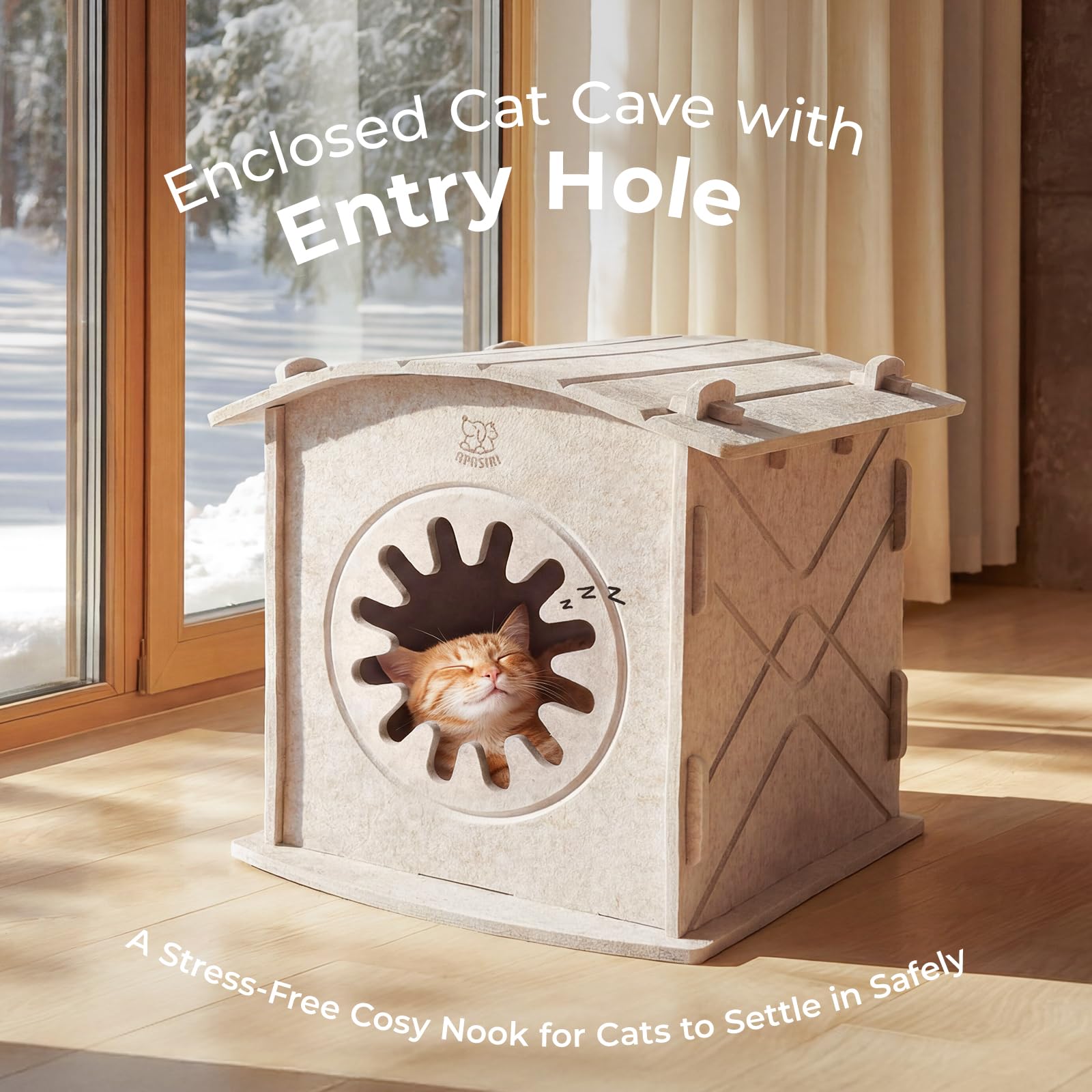 Apasiri maison-chat dimensions 12x12x15 pouces, espace compact et confortable.