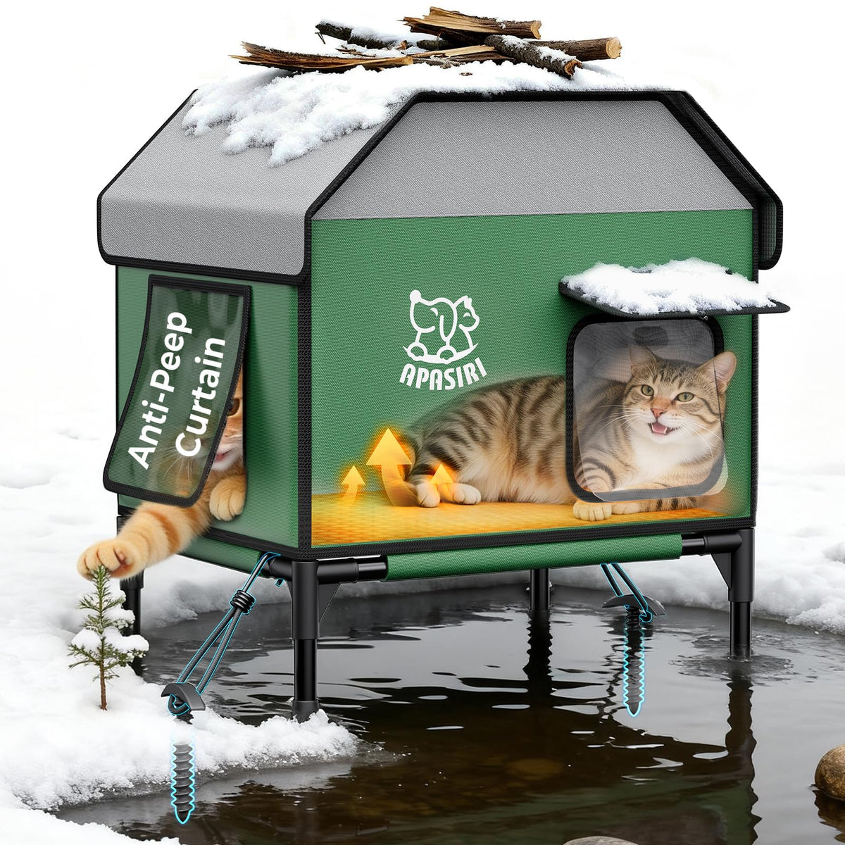 Apasiri maison-chat-exterieur-chauffee-hiver: abri chaleureux résistant aux intempéries.