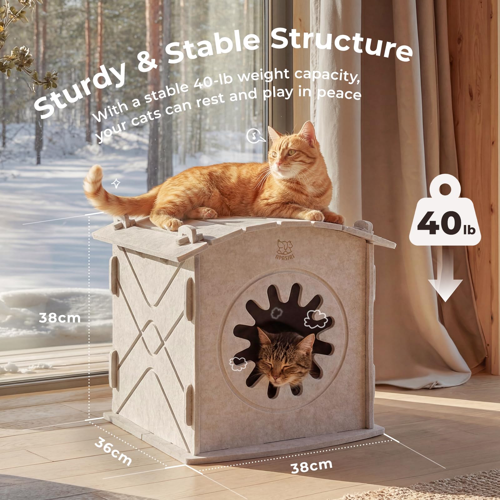 Apasiri maison-chat nettoyage rapide grâce à surface résistante.