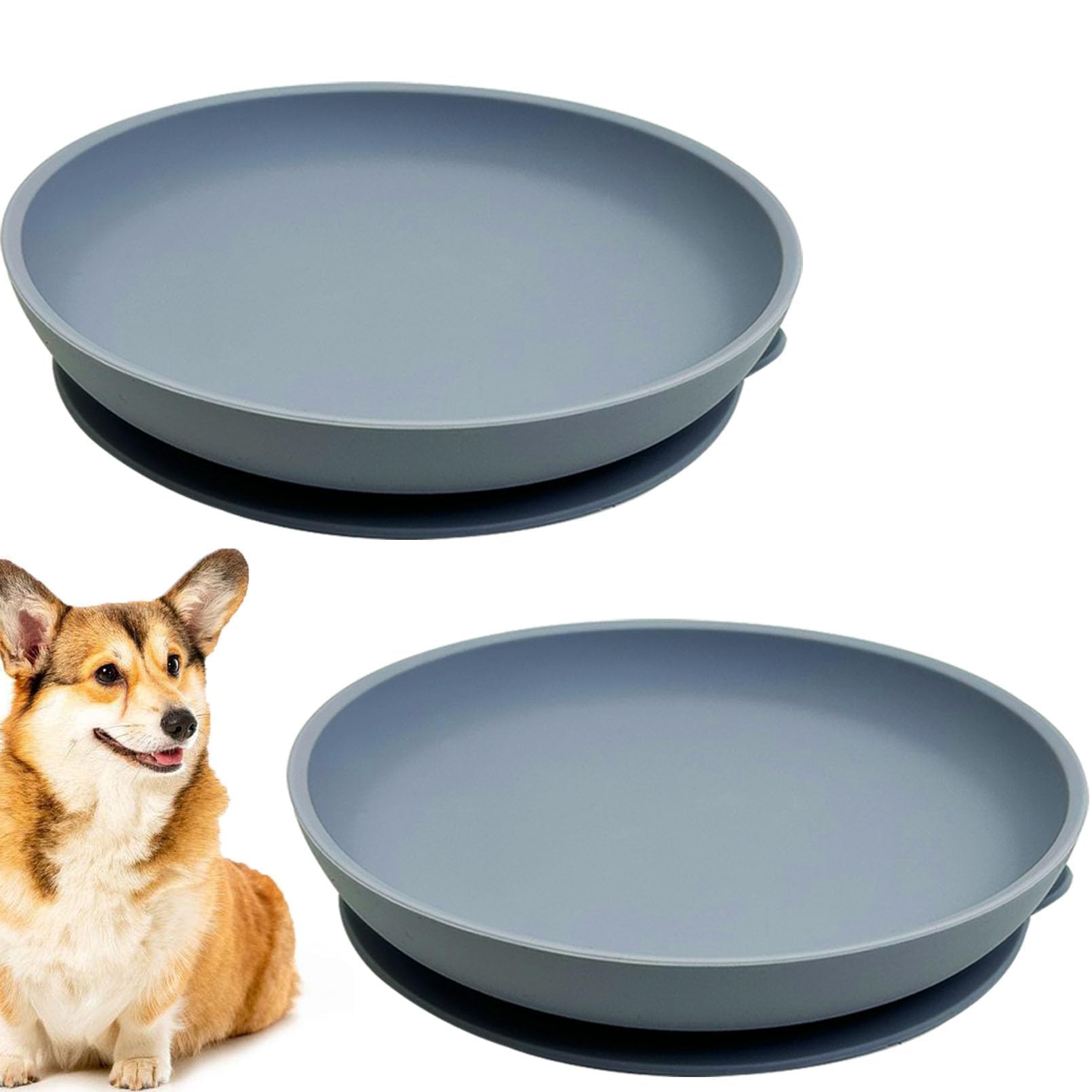 Bol Apatal pour chien en silicone set de 2, 7,67 x 1,37 pouces, sans débordement