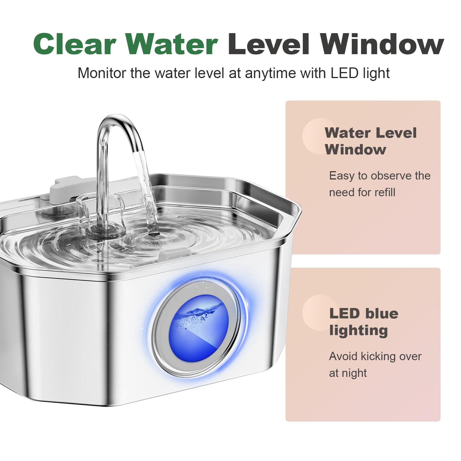 APAUK fontaine chat inox, filtration multi-étapes avec filtre charbon actif.