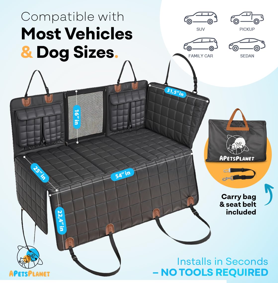 APetsPlanet ceinture sécurité chien assure des trajets sans distraction.