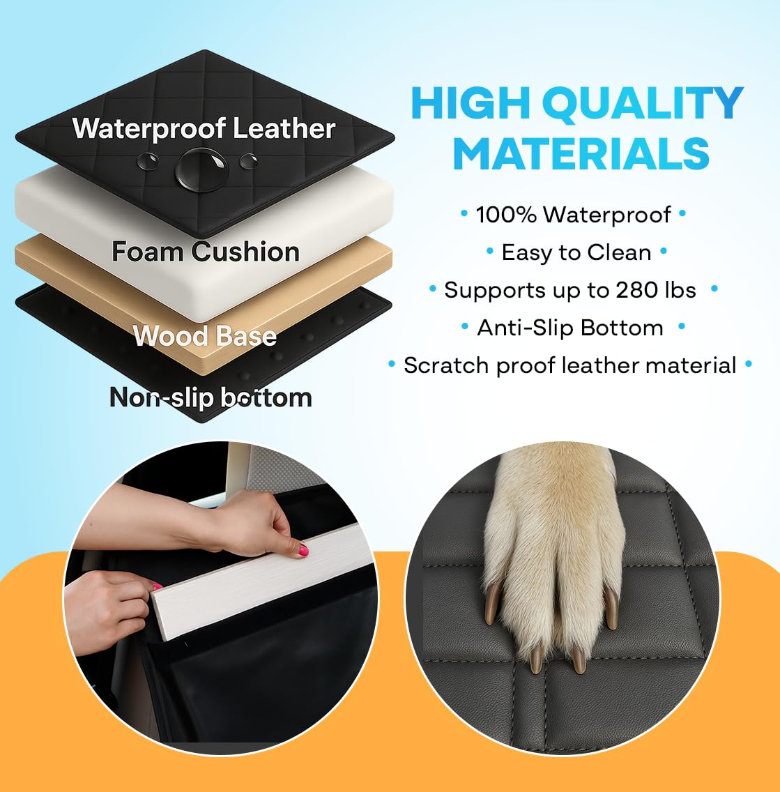 APetsPlanet tissu imperméable dossier arrière facilite le nettoyage après les trajets.